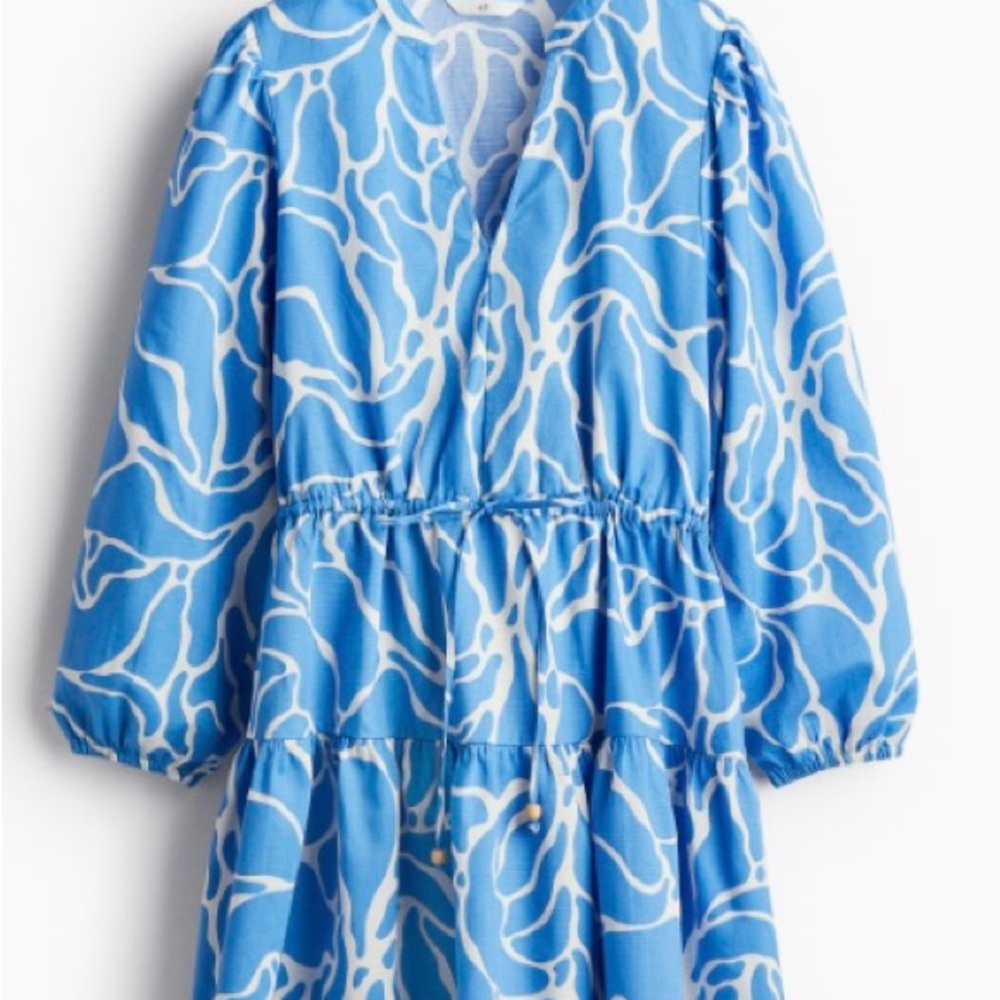 H&M Blue and White Long Sleeve Dress